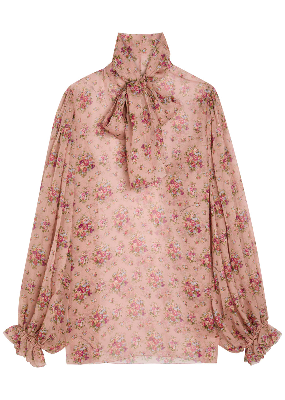 Dolce & Gabbana Floral-print Silk Blouse - Light Pink - 42 (UK10 / S)