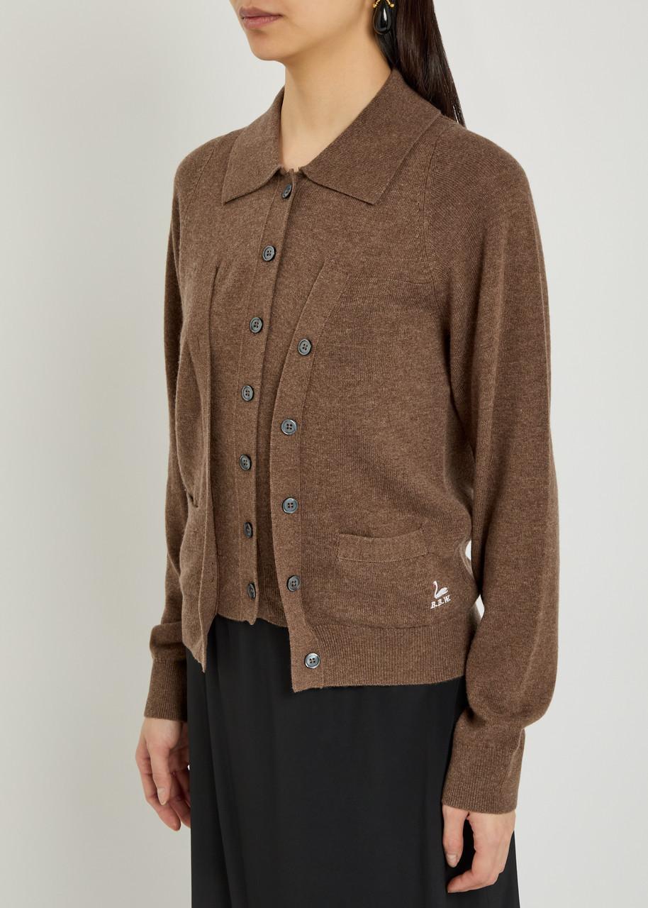  B.b. Wallace Kruger Layered-effect Wool-blend Cardigan - Khaki - S (uk8-10 / S) 