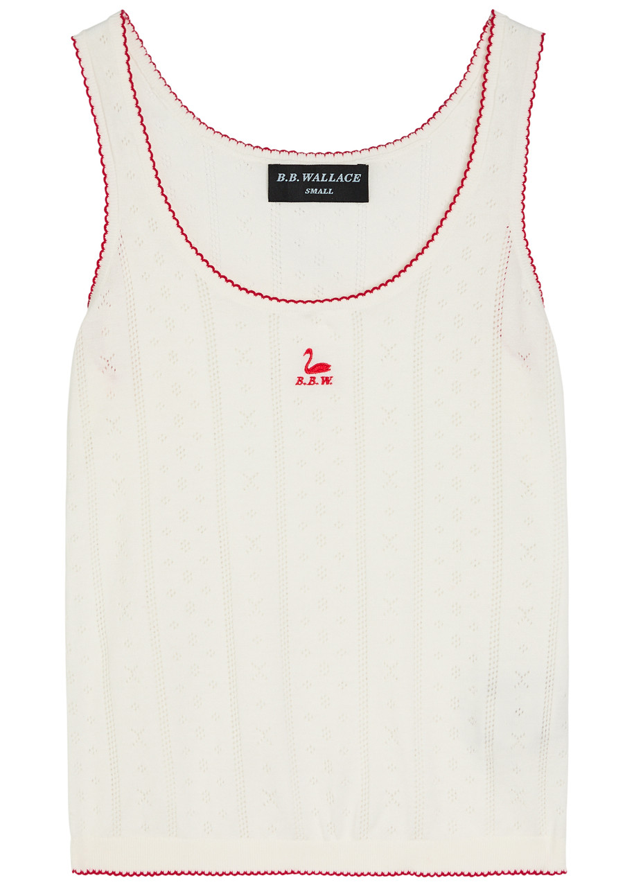 B.B. Wallace Walker Pointelle-knit Cotton Vest top - White - S (UK8-10 / S)
