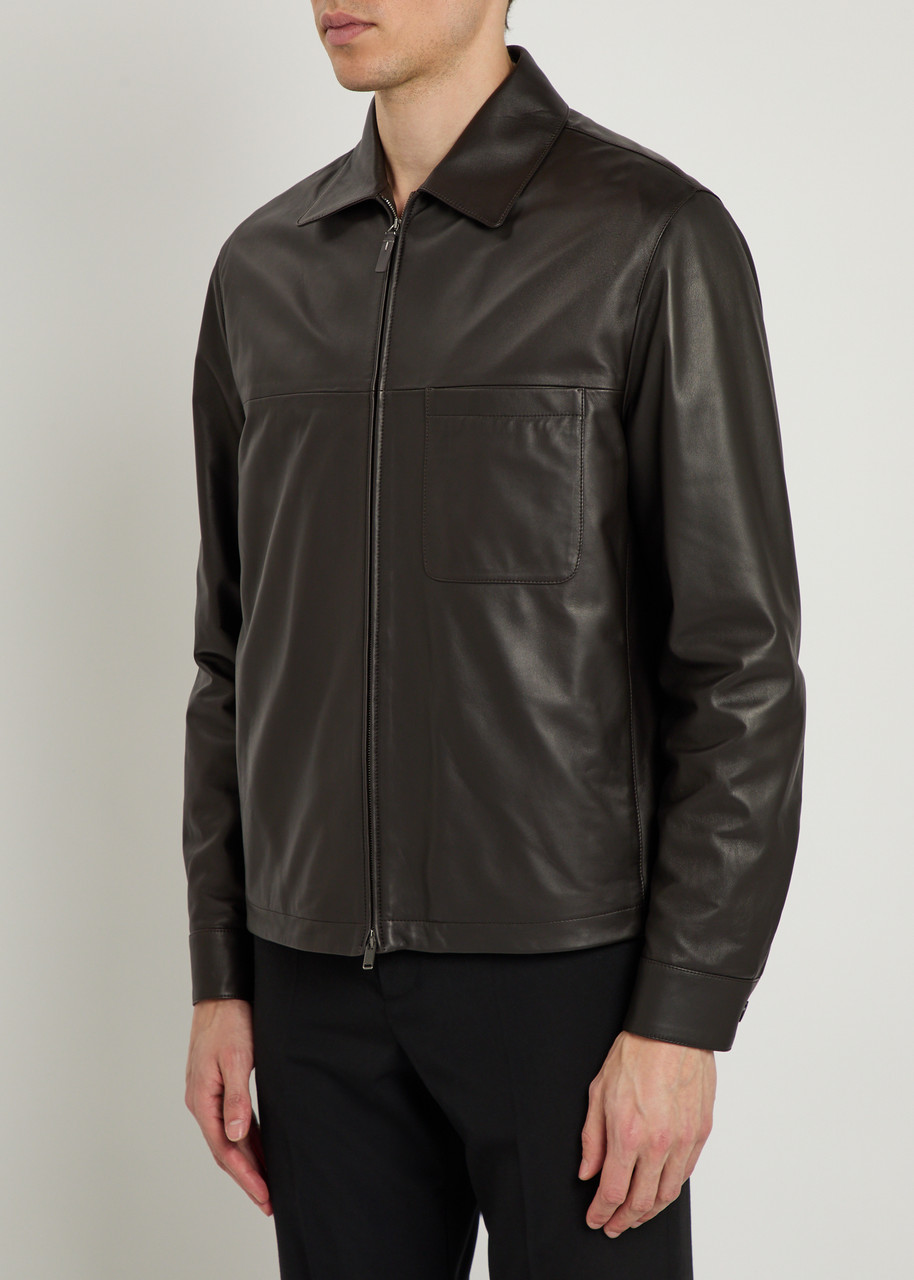  Tods Leather Overshirt - Brown - L 