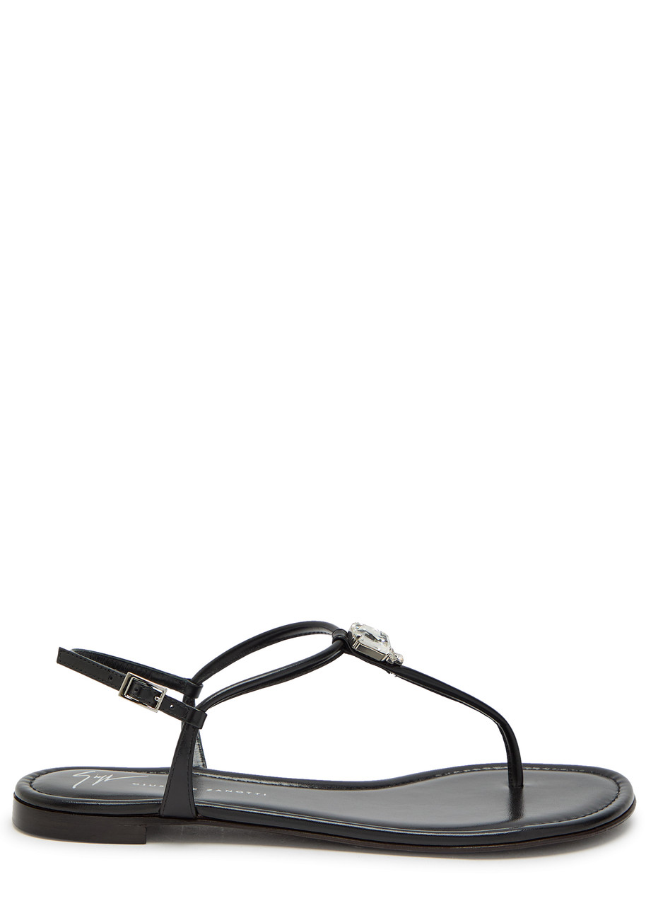 Giuseppe Zanotti Hobby 10 Crystal-embellished Leather Sandals - Black - 37 (IT37 / UK4)