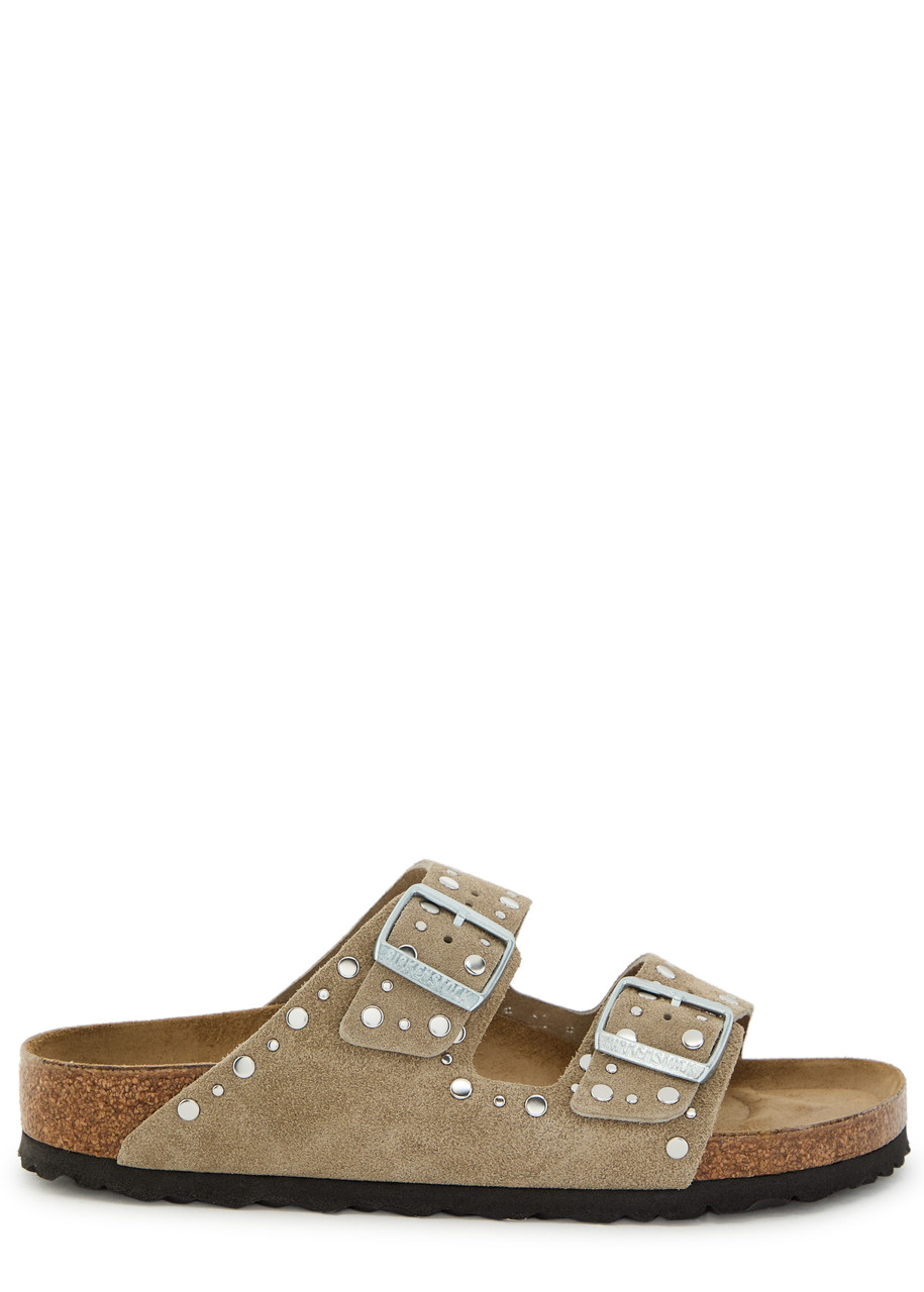 Birkenstock Rivet-embellished Suede Sliders - Taupe - 37 (IT37/ UK4)