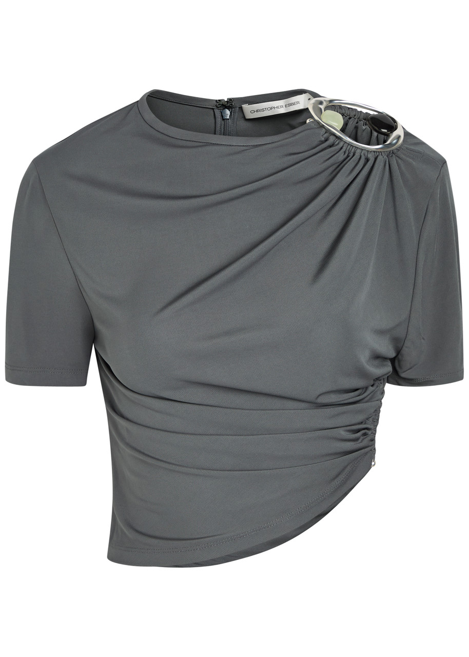 Christopher Esber Orica Cut-out Jersey Crop T-shirt - Blue - 38 (UK10 / S)