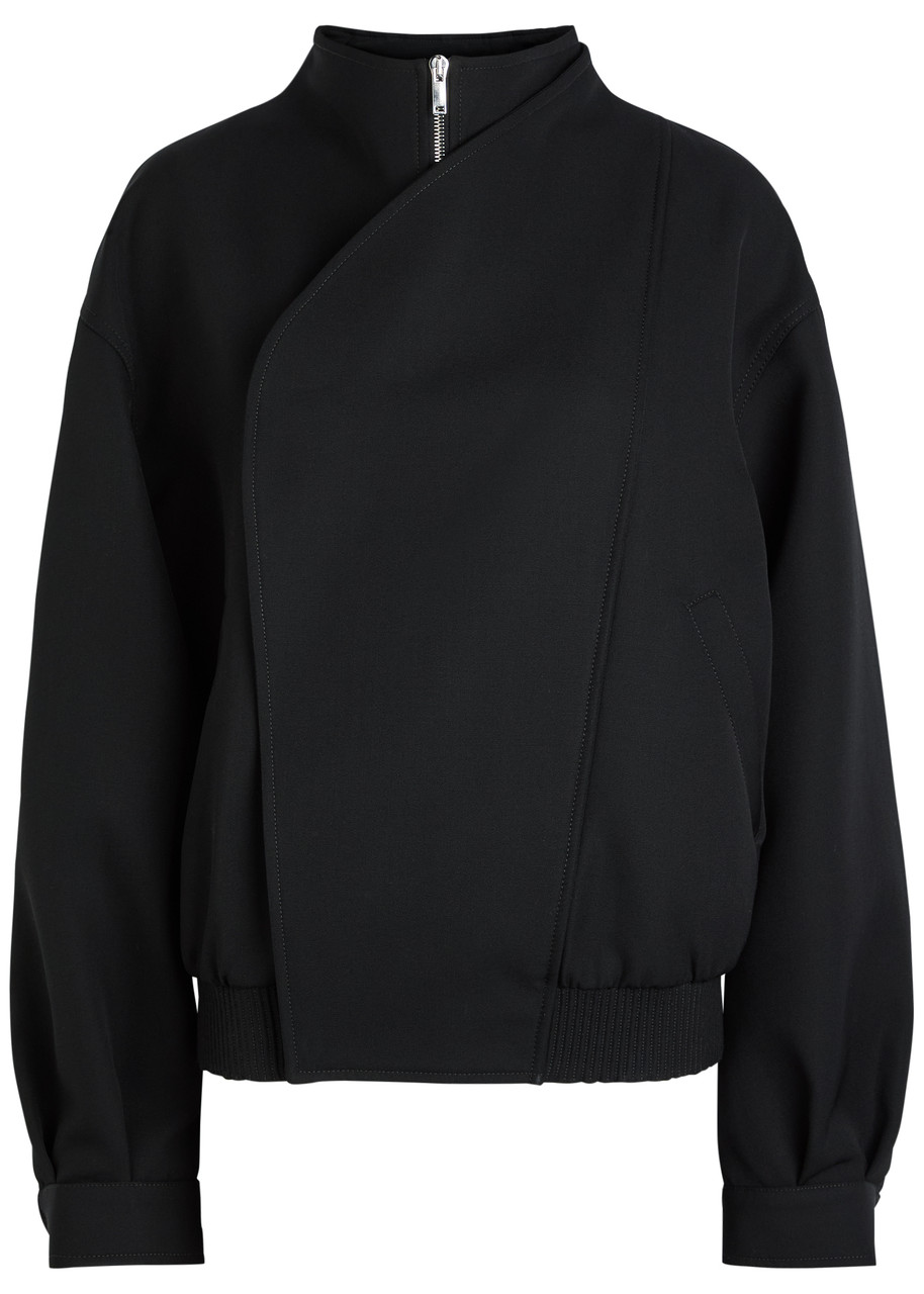 Armarium Salma Panelled Wool Bomber Jacket - Black - 44 (UK12 / M)
