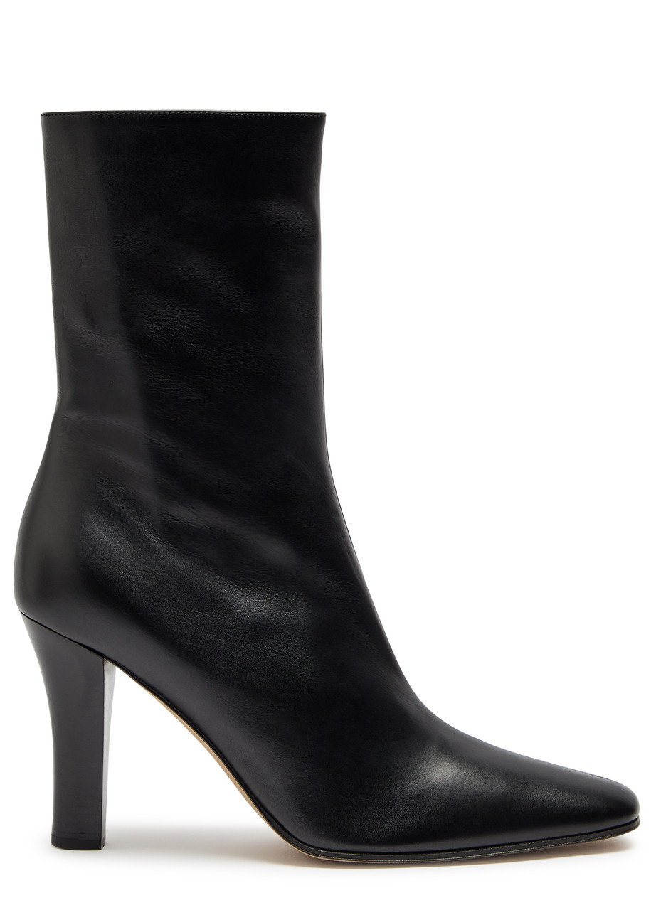 The Row Mona 80 Leather Mid-calf Boots – Black – 38 (IT38 / UK5)