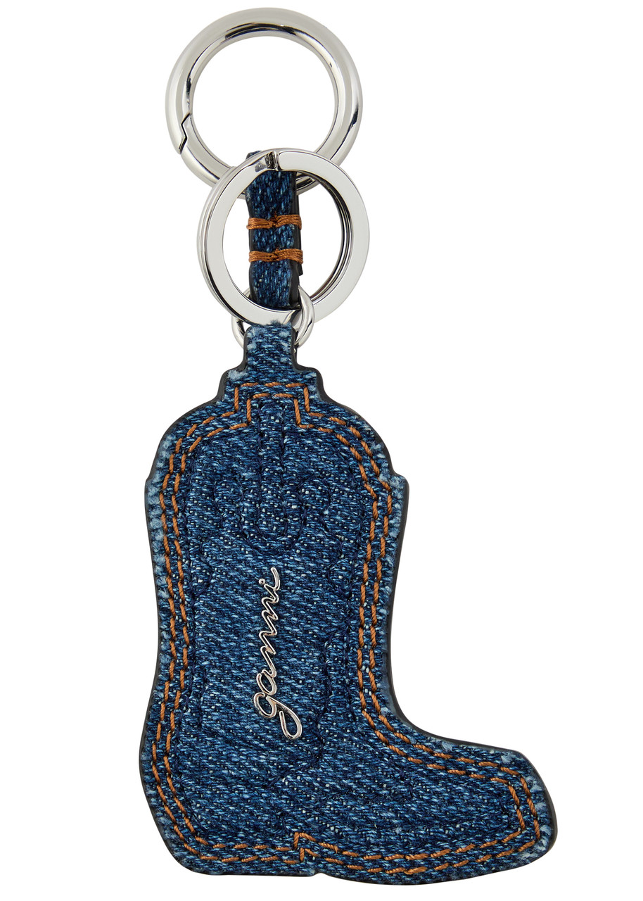 Ganni Western Boot Denim Keyring - Navy - One Size