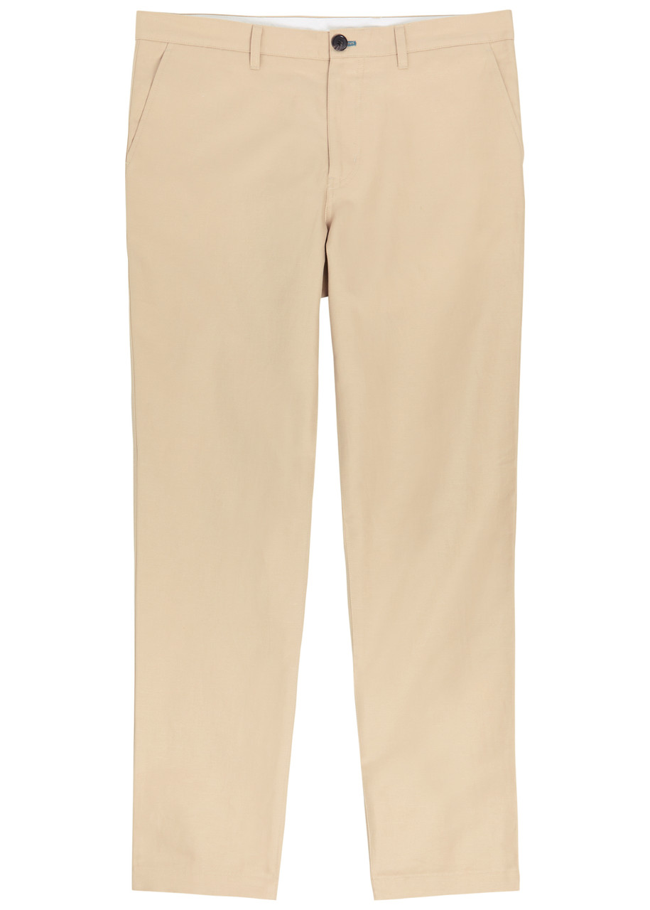 PS Paul Smith Tapered-leg Cotton and Linen-blend Trousers - Beige - 38 (W38 / Xxl)