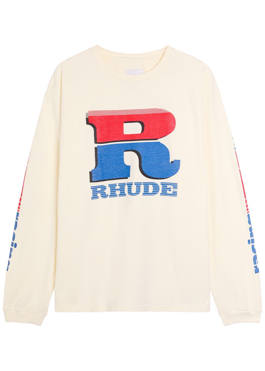 Rhude Split Petrol Logo-print Cotton T-shirt - White - L