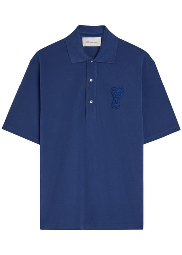 AMI PARIS Logo-appliquéd piqué cotton polo shirt | Harvey Nichols