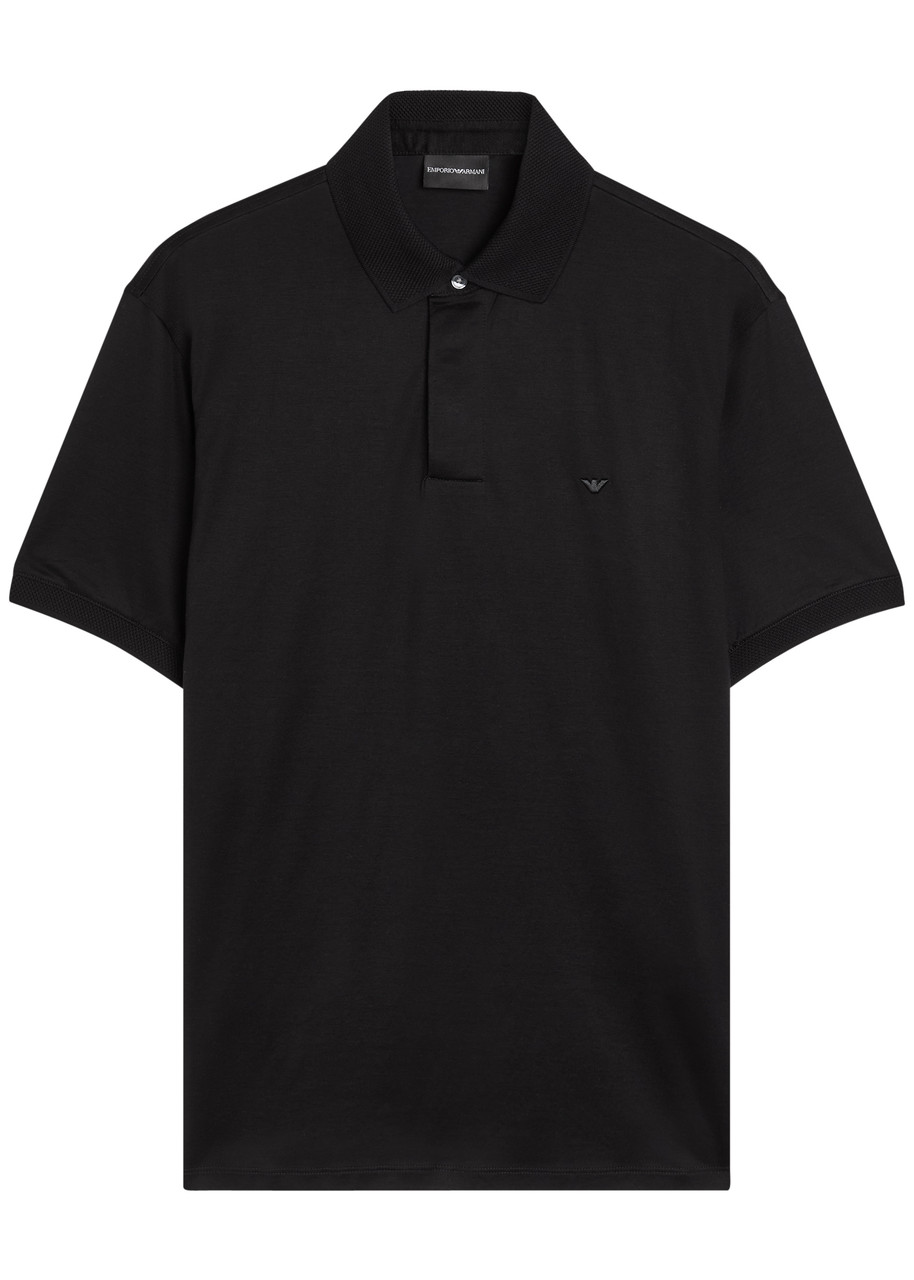 Emporio Armani Logo-embroidered Jersey Polo Shirt – Black – M