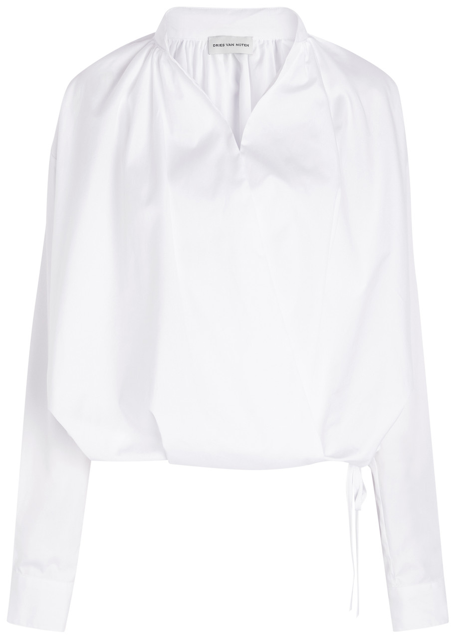 Dries Van Noten Cenver Cotton Wrap Blouse - White - 38 (UK10 / S)