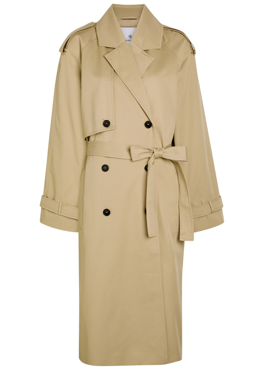 Anine Bing Rickie Double-breasted Stretch-cotton Trench Coat - Beige - M (UK12 / M)