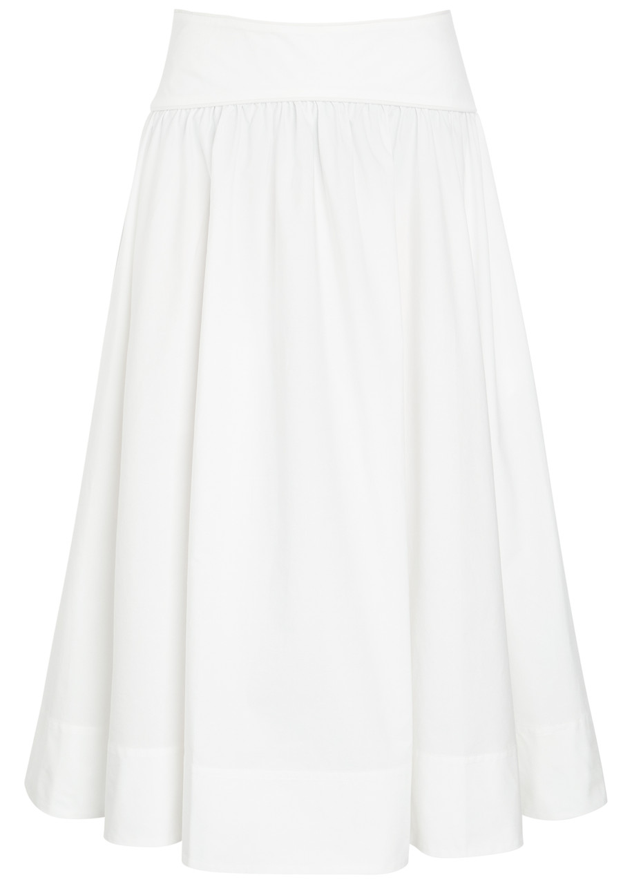 Zimmermann Gathered Cotton-poplin Midi Skirt - Ivory - 2 (UK 12 / M)