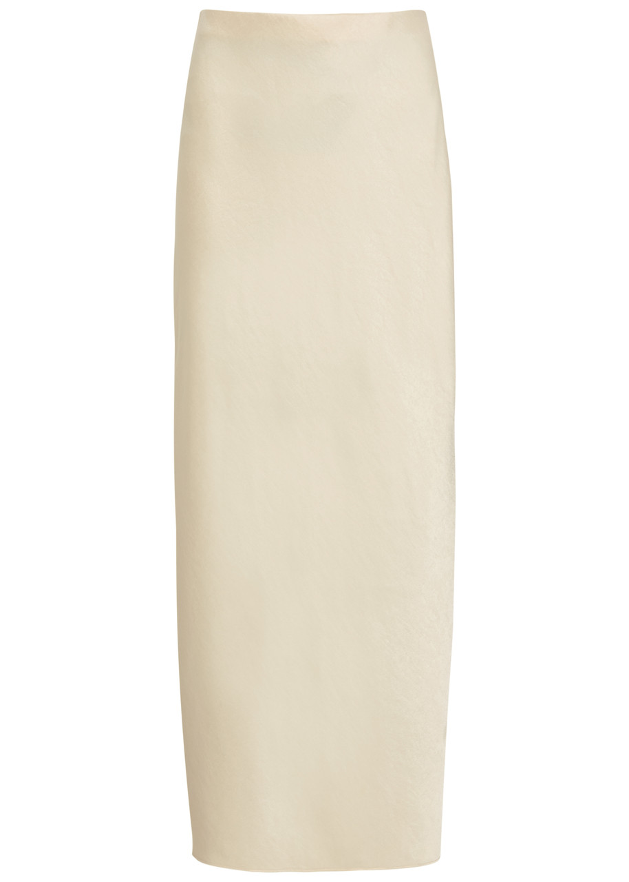 Vince Satin Maxi Skirt - Cream - 2 (UK6