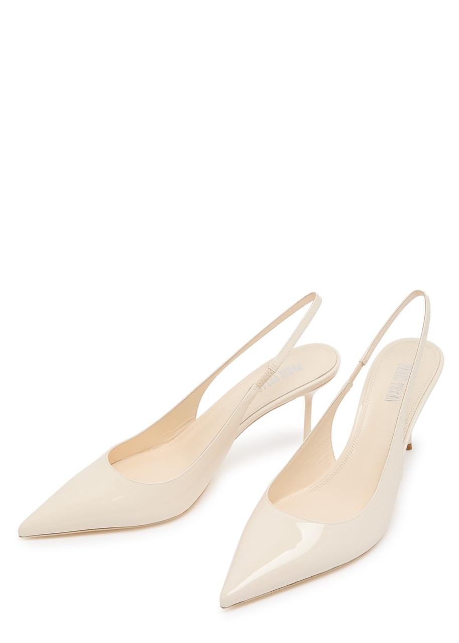  Paris Texas Lidia 70 Patent Leather Slingback Pumps - Ivory 