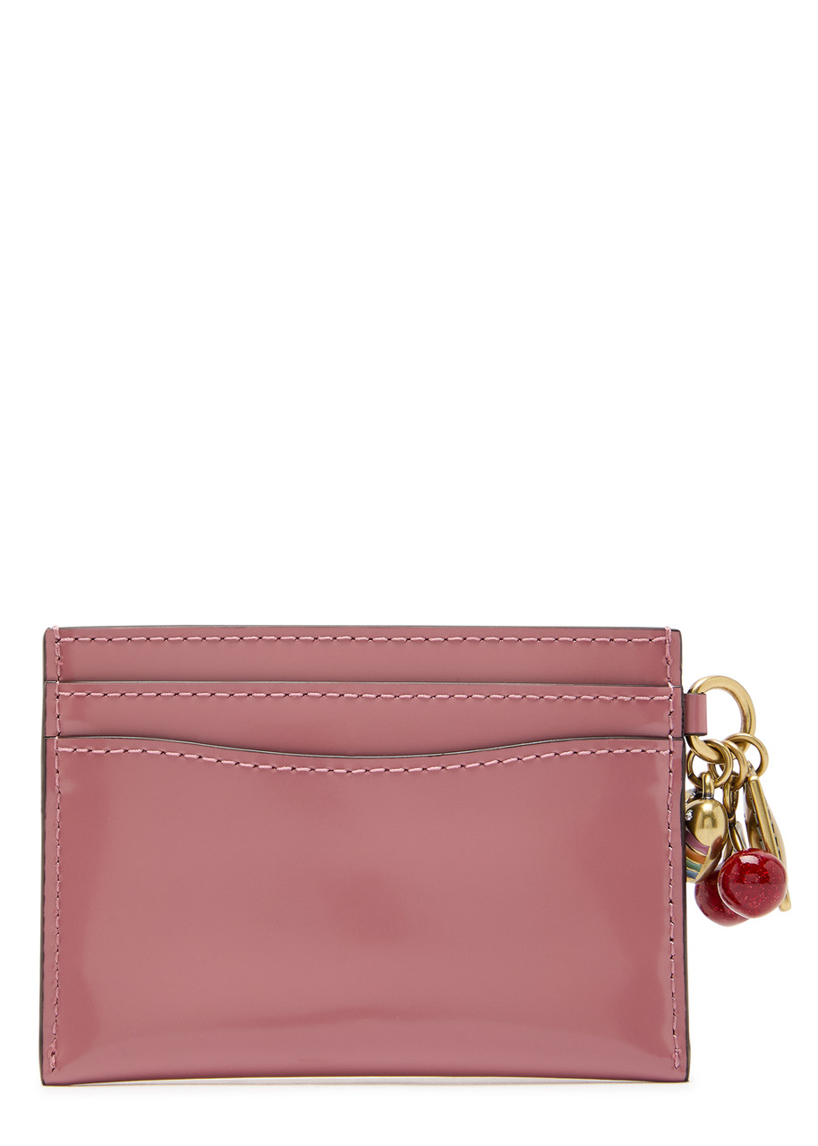  Coach Charm Spazzolato Leather Card Holder - Pink - One Size 