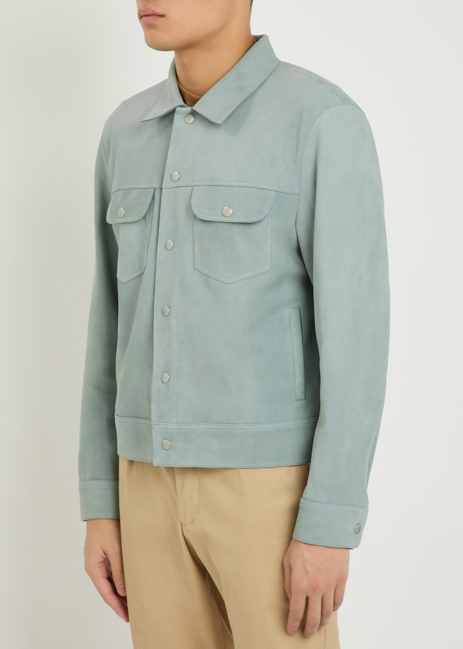  Frame Suede Trucker Jacket - Light Blue - L 