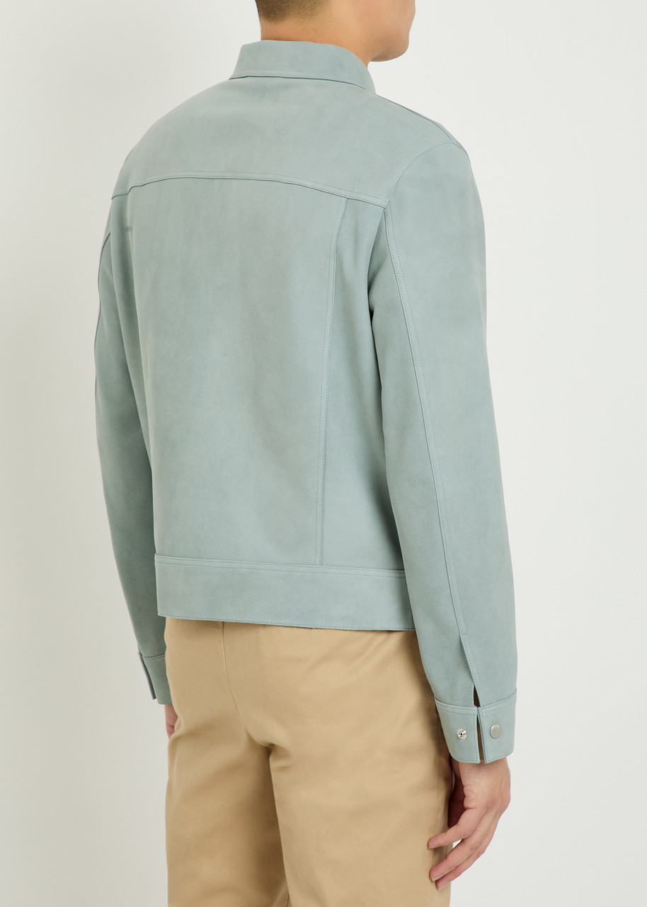  Frame Suede Trucker Jacket - Light Blue - L 