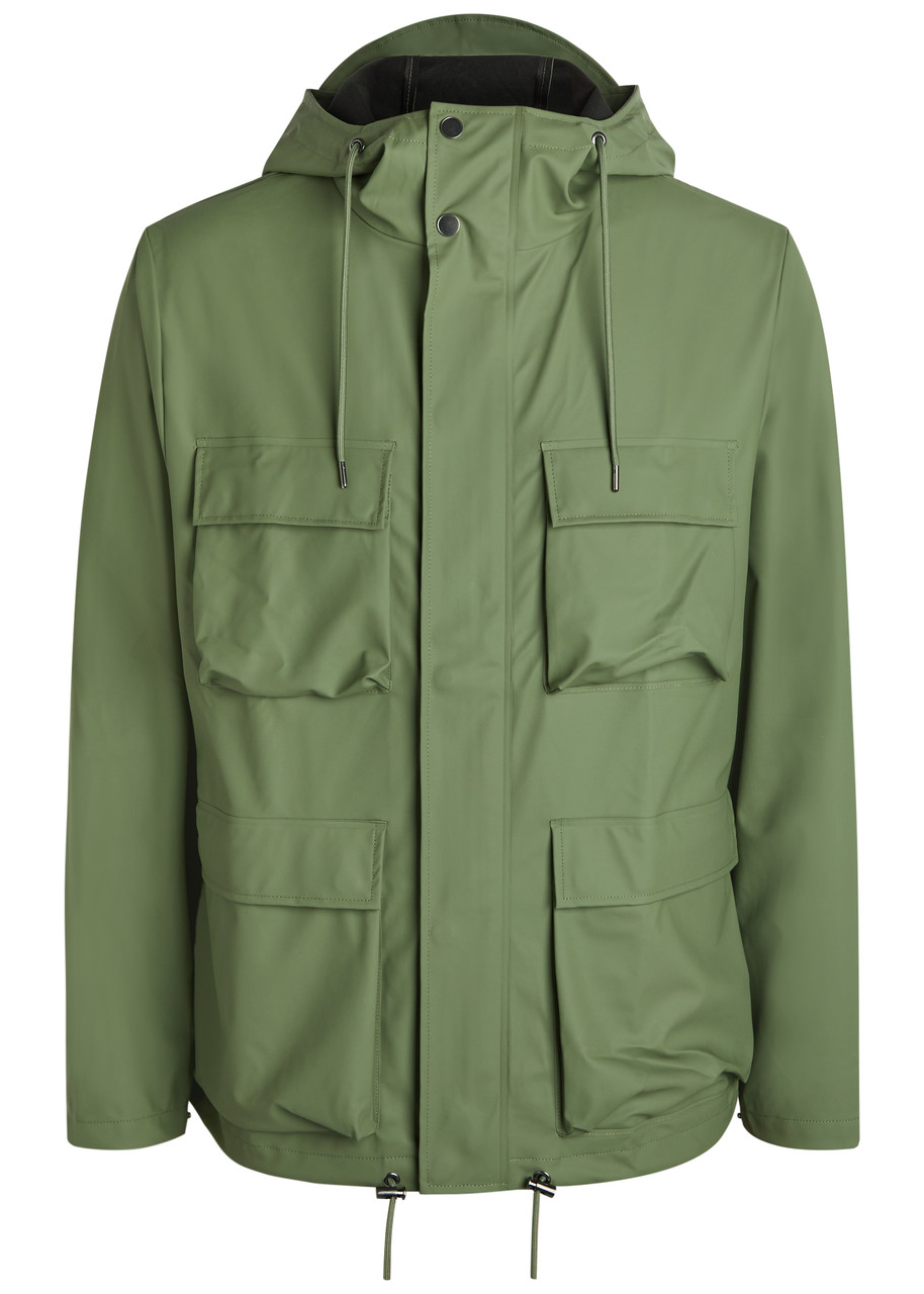 Rains Hooded Waterproof Jacket - Green - L