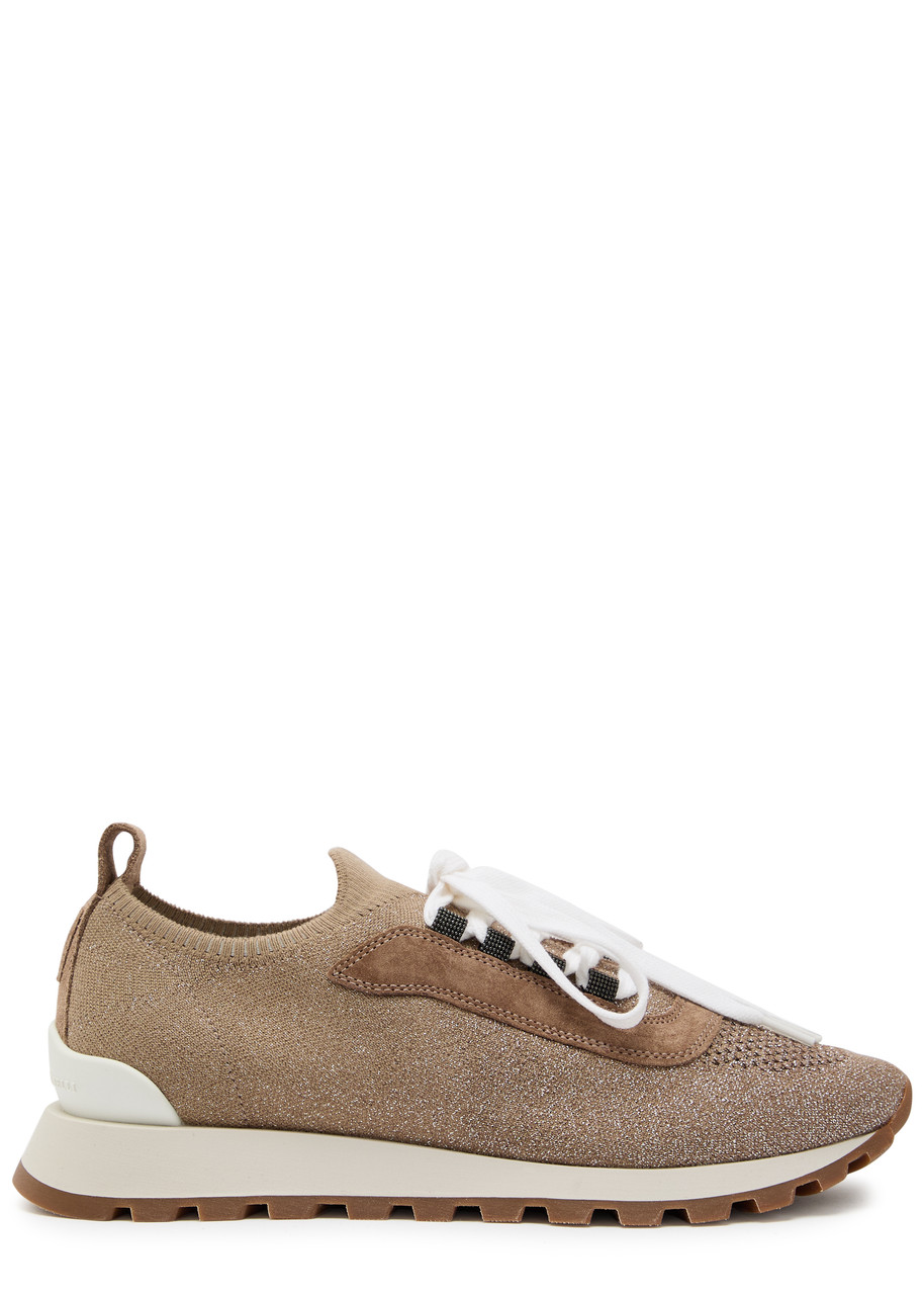 Brunello Cucinelli Metallic-knit Sneakers - Brown - 38 (IT38 / UK5)