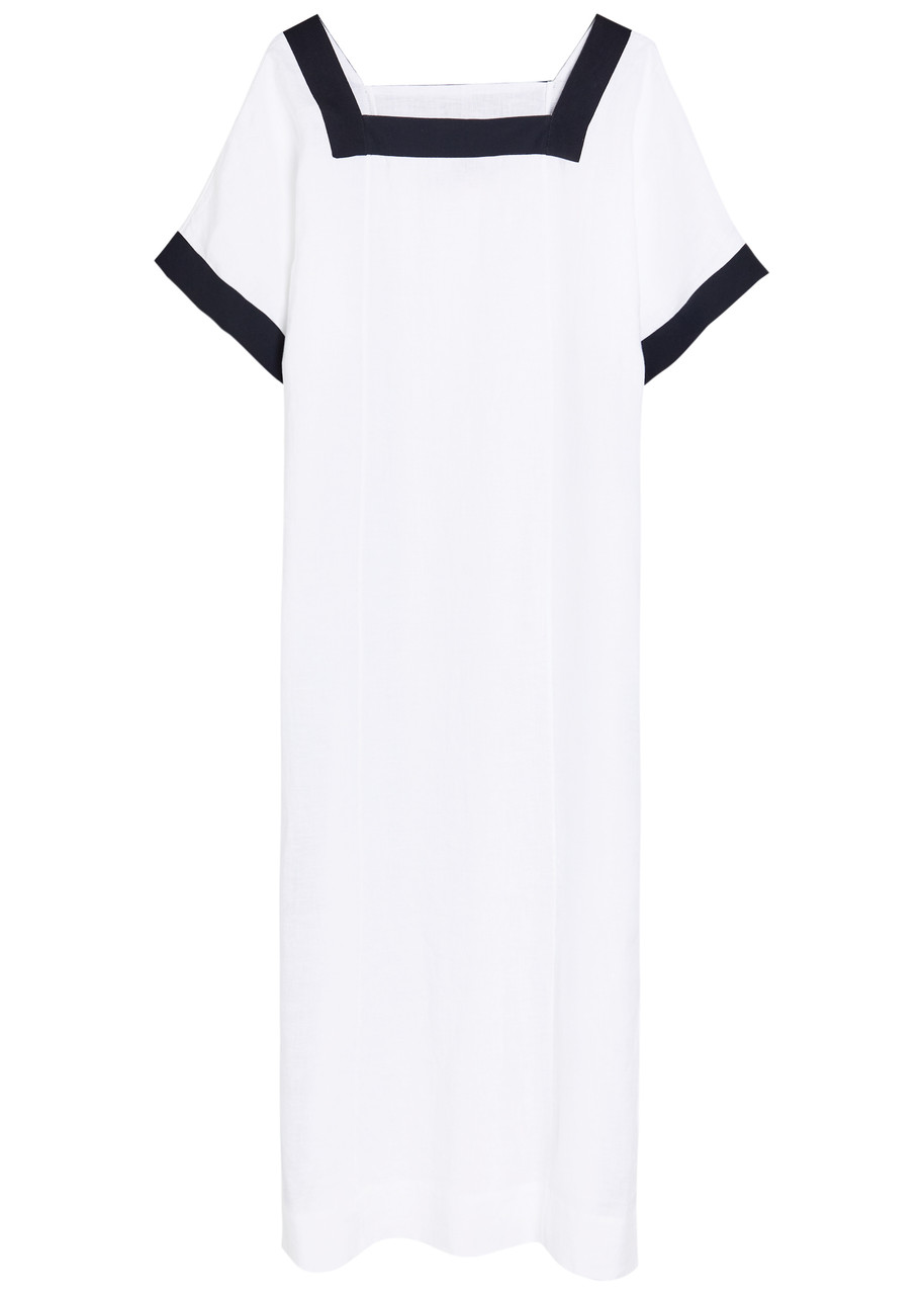 Les Vacances D'irina Astypalea Linen Midi Kaftan Dress - White - 1 (XS / S)