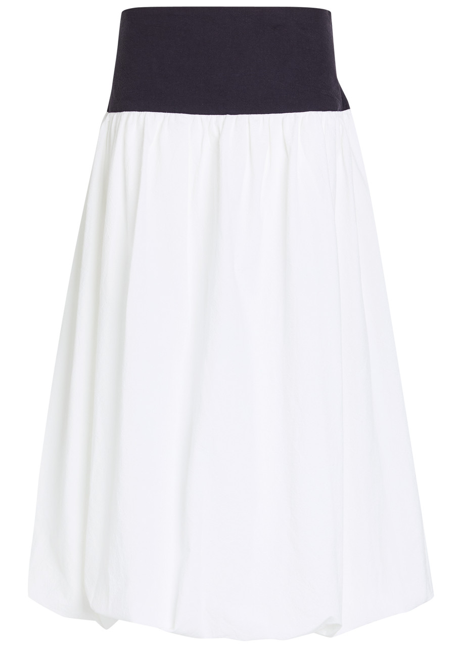 Les Vacances D'irina Jupe Bouffante Pleated Cotton Midi Skirt - White - 1 (XS / S)