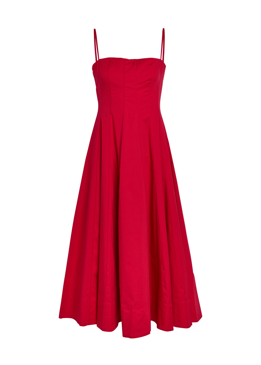 Staud Wylie Stretch-cotton Midi Dress - Red - 10 (UK14 / L)