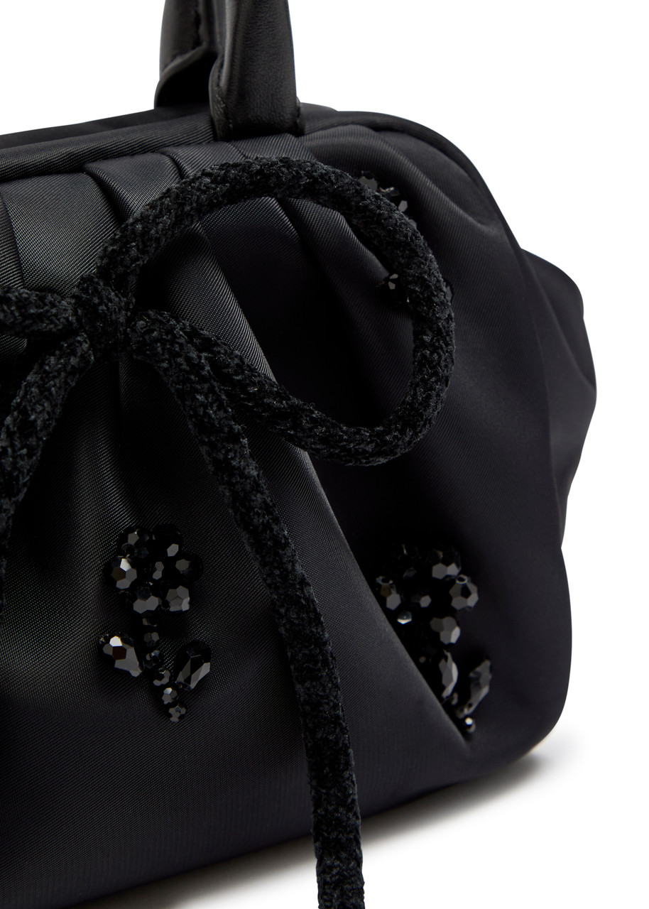  Simone Rocha Mini Embellished Gathered Top Handle Bag - Black - One Size 