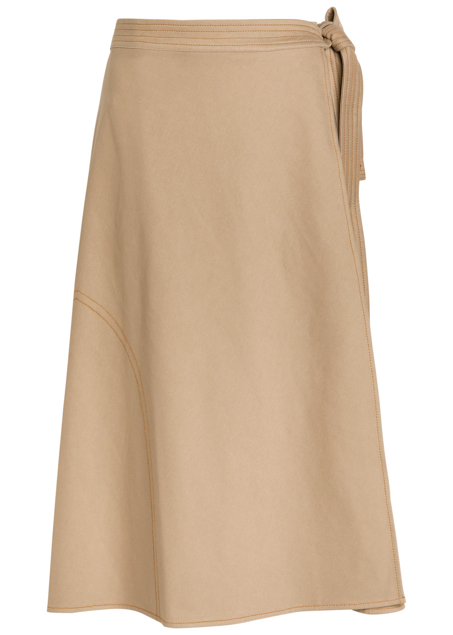 MM Rane Cotton-blend Midi Wrap Skirt - Beige - S (UK8-10 / S)