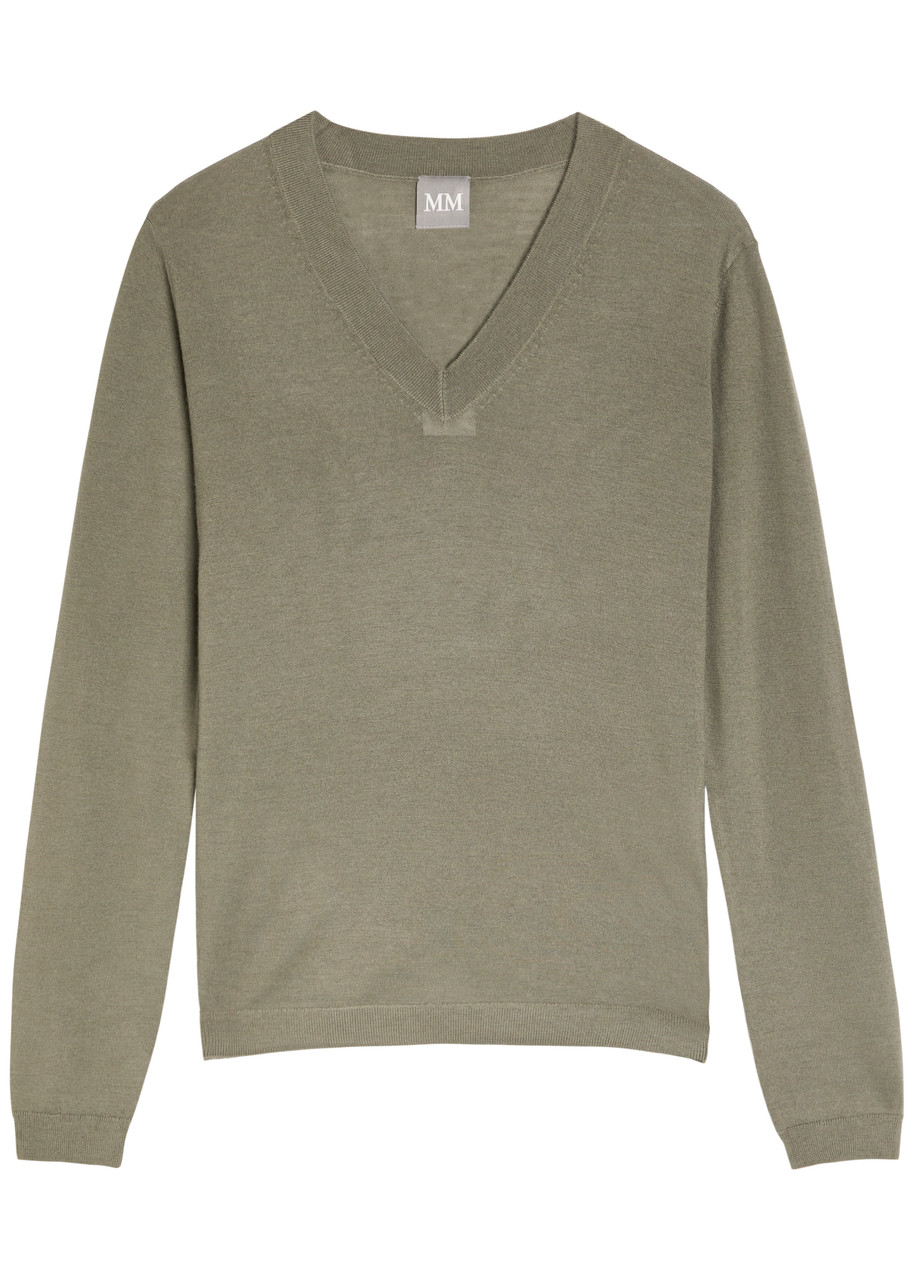 MM Dolmen Wool and Cashmere-blend Jumper - Khaki - L (UK14 / L)
