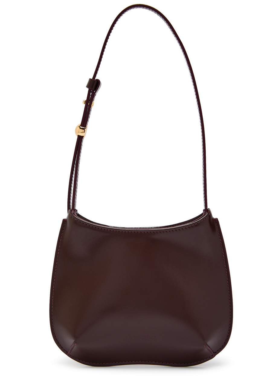 Jacquemus Le Petit Bisou Glossed Leather Shoulder bag - Burgundy