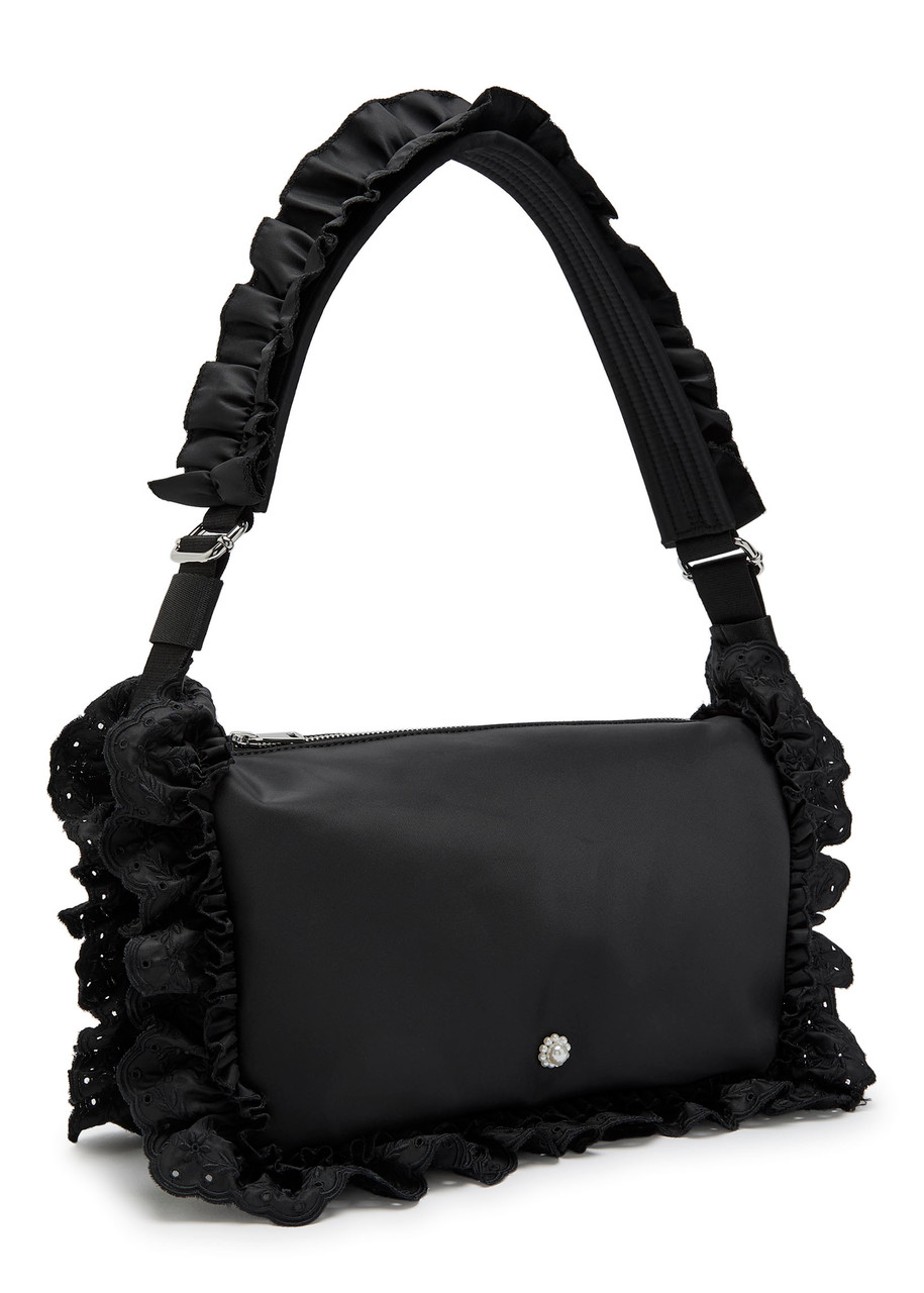 Simone Rocha Pillowcase Ruffled Nylon Shoulder Bag - Black - One Size 