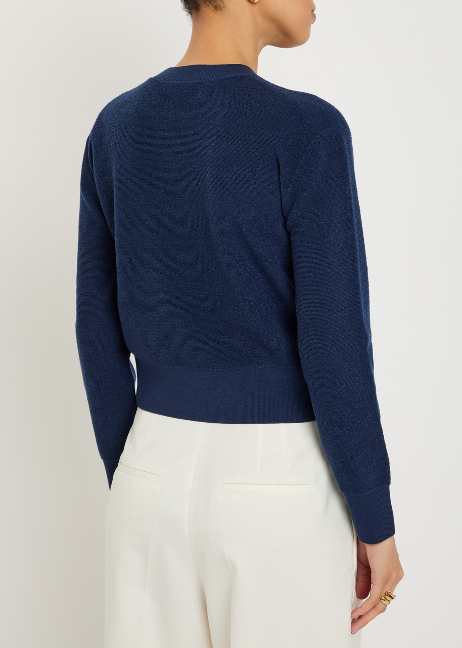  Tory Burch Logo Wool-blend Jumper - Navy - M (uk12 / M) 