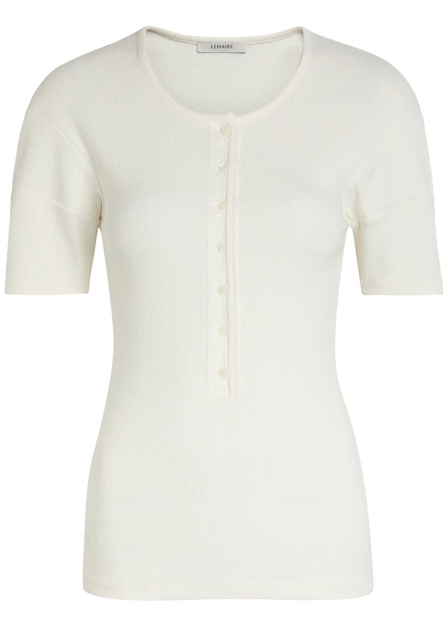 Lemaire Ribbed Cotton-blend top - Off White - XS (UK6 / XS)