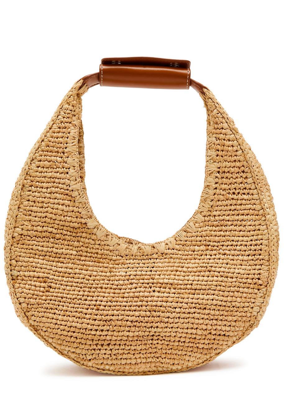 Staud Leather-trim Raffia Shoulder bag - Natural - One Size