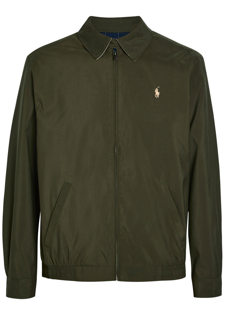Polo Ralph Lauren Windbreaker Logo Brushed Poplin Bomber Jacket - Olive - L