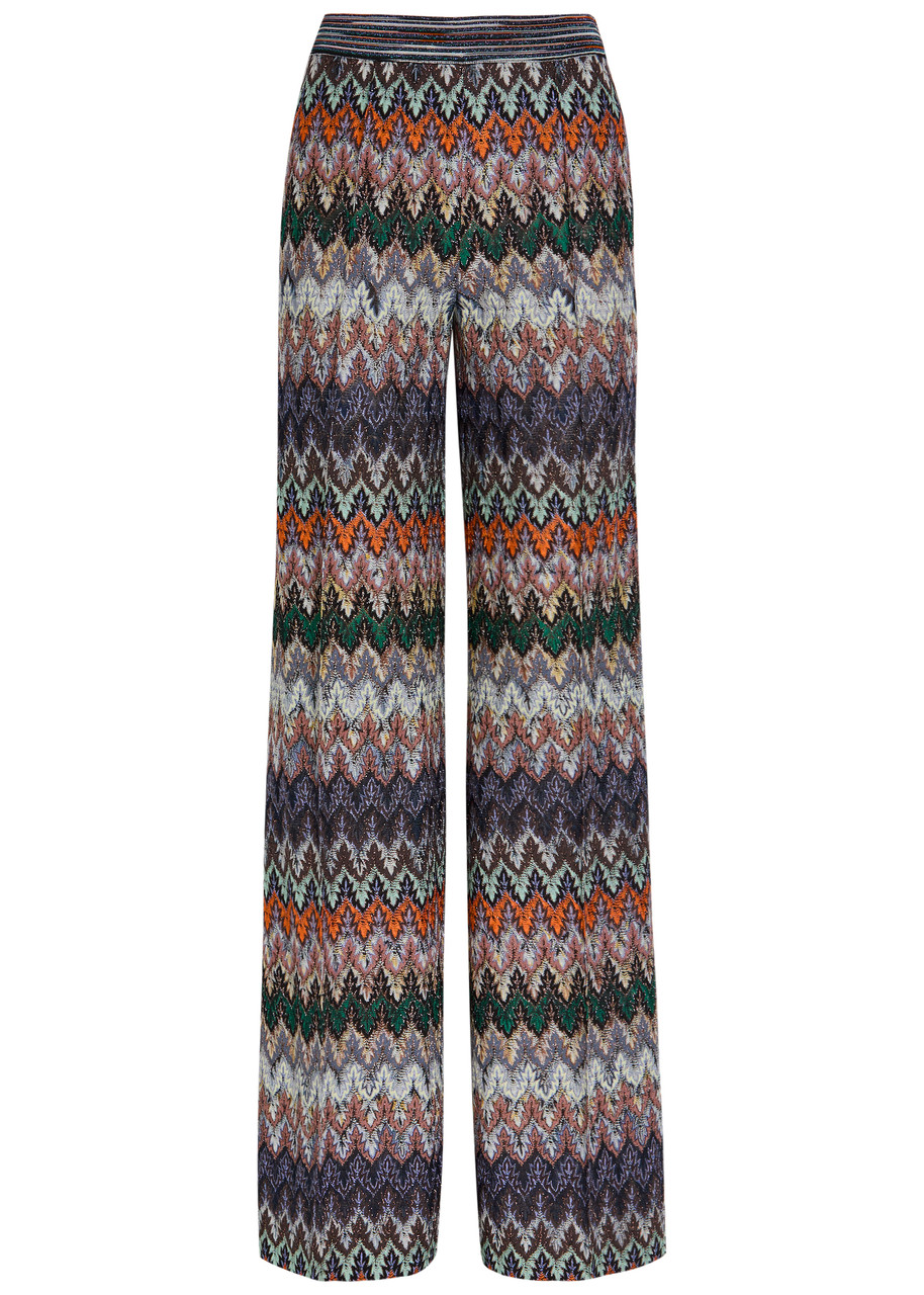 Missoni Chevron Fine-knit Wide-leg Trousers - Multicoloured - 38 (UK6 / XS)