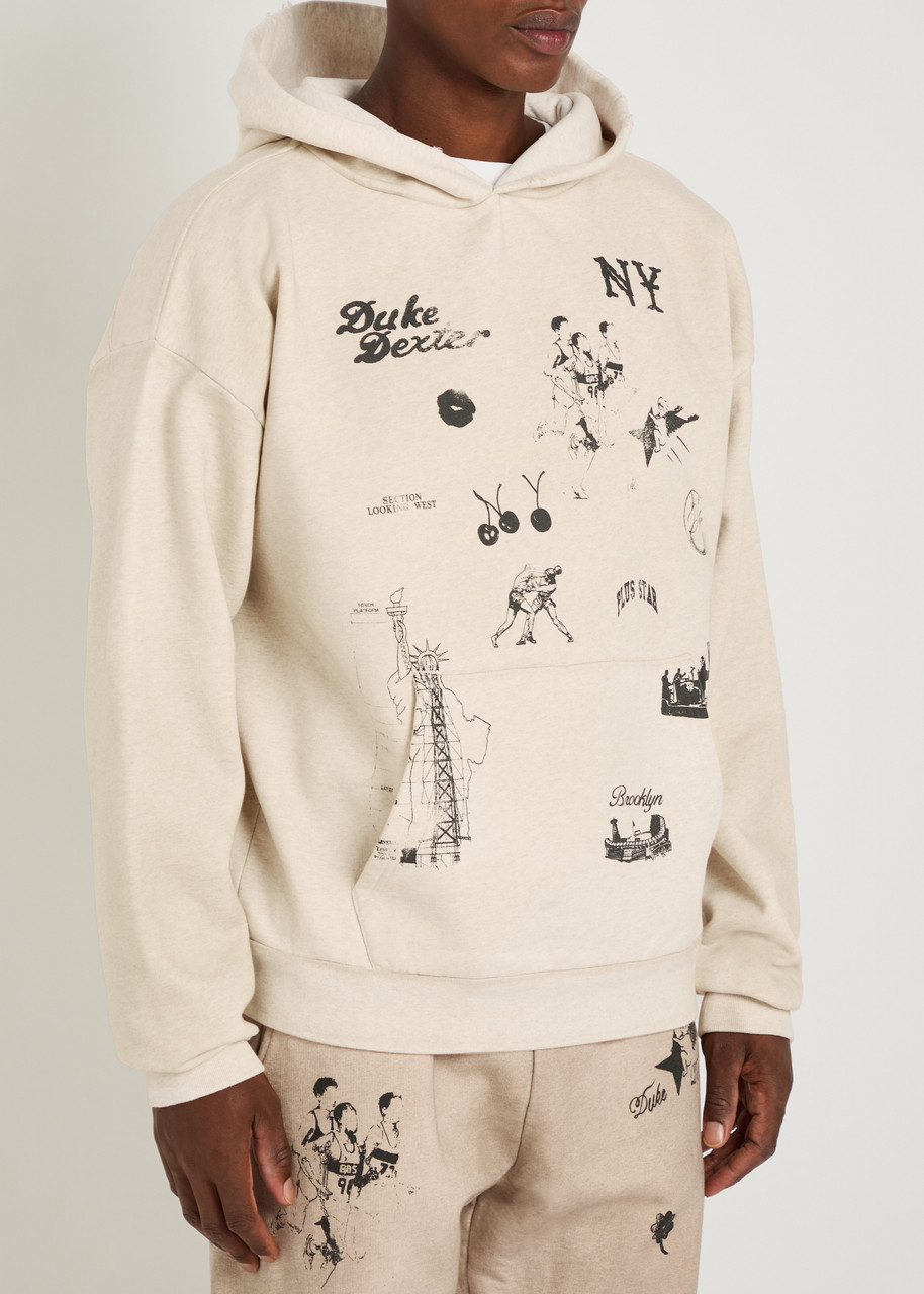  Duke And Dexter Sketch Printed Cotton Sweatshirt - Off White - Xl 