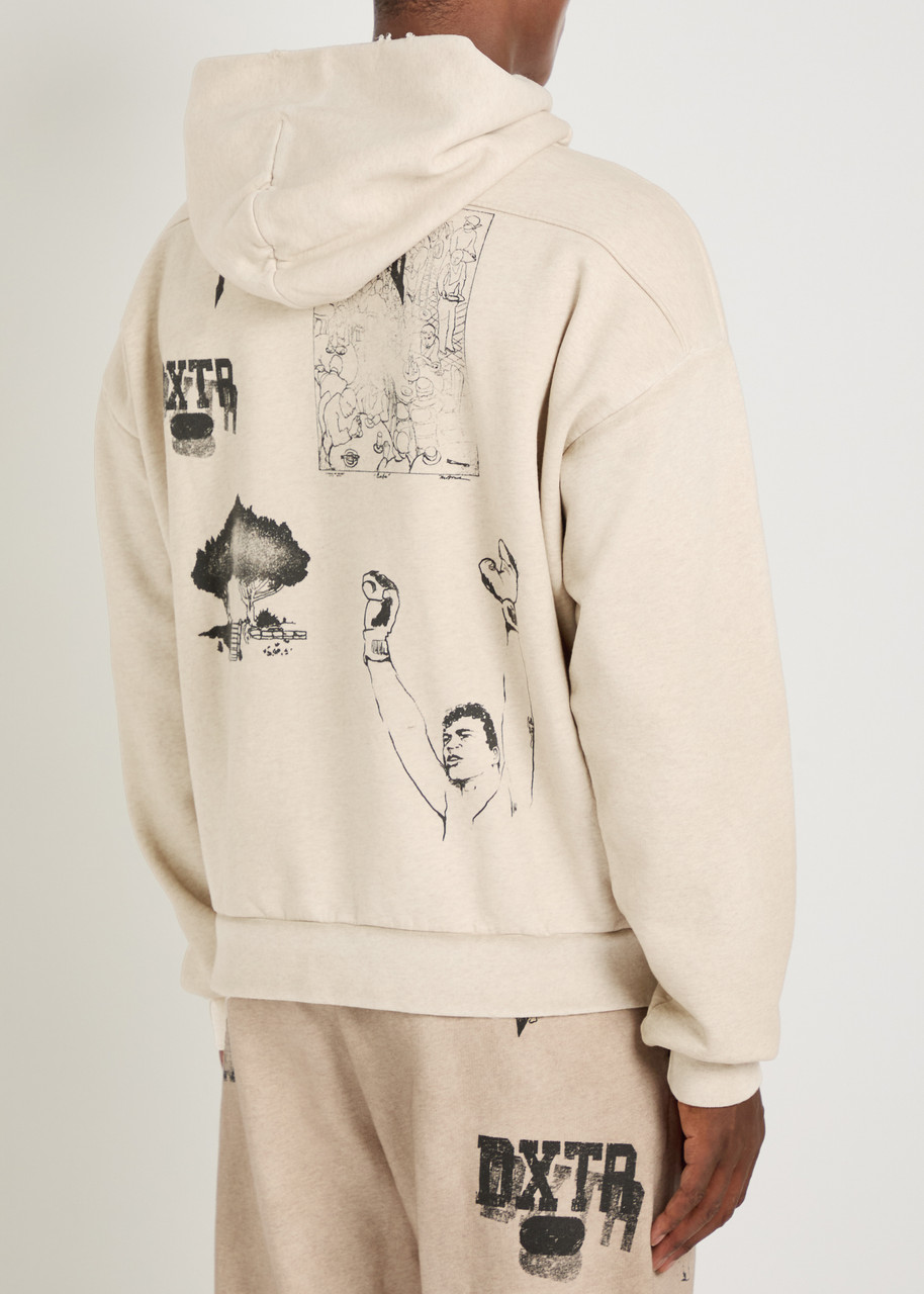  Duke And Dexter Sketch Printed Cotton Sweatshirt - Off White - Xl 