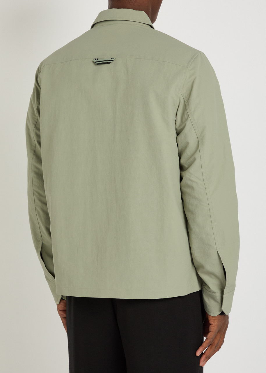  Fred Perry Logo-embroidered Crinkled Shell Overshirt - Light Green - L 