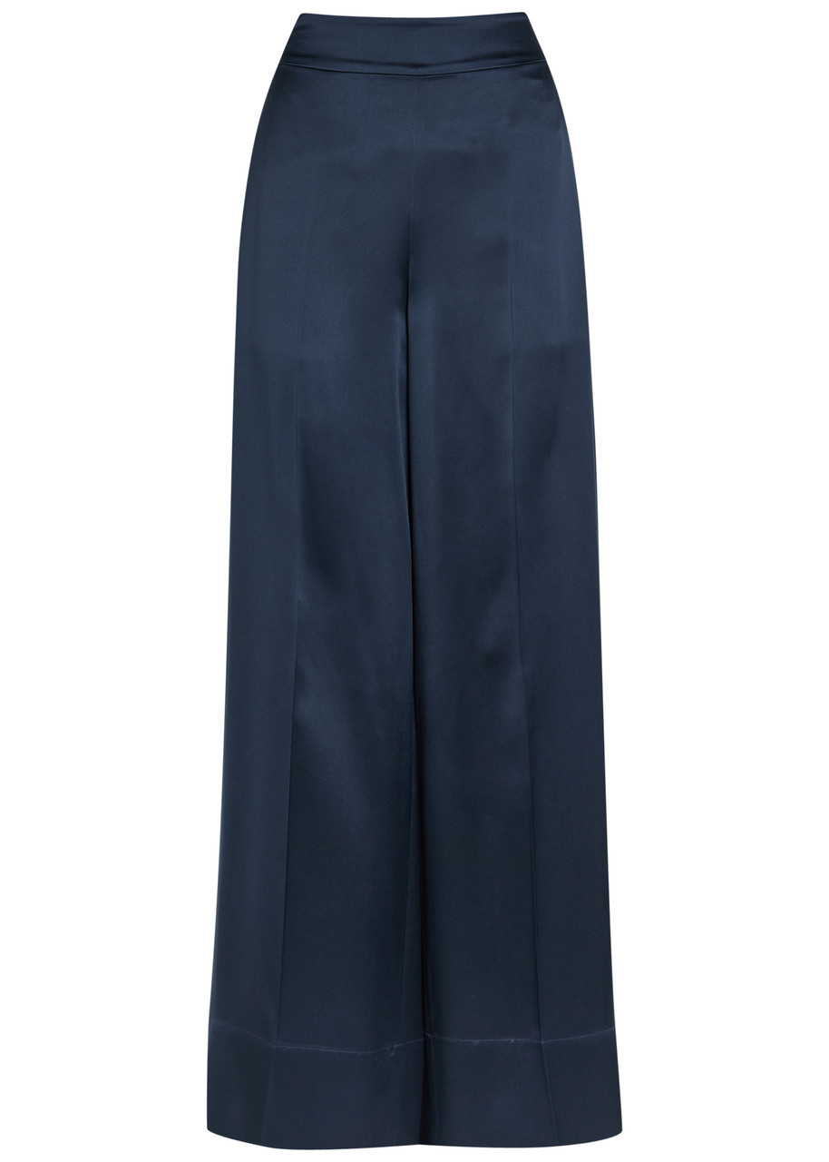 Joseph Dijon Straight-leg Silk Trousers In Blue