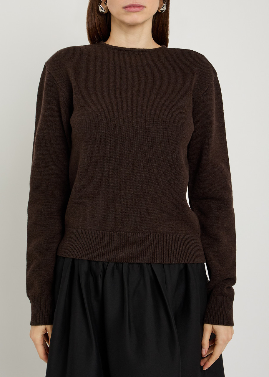  Lemaire Reversible Buttoned Wool And Cashmere-blend Jumper - Dark Brown - Xs (uk6 / Xs) 