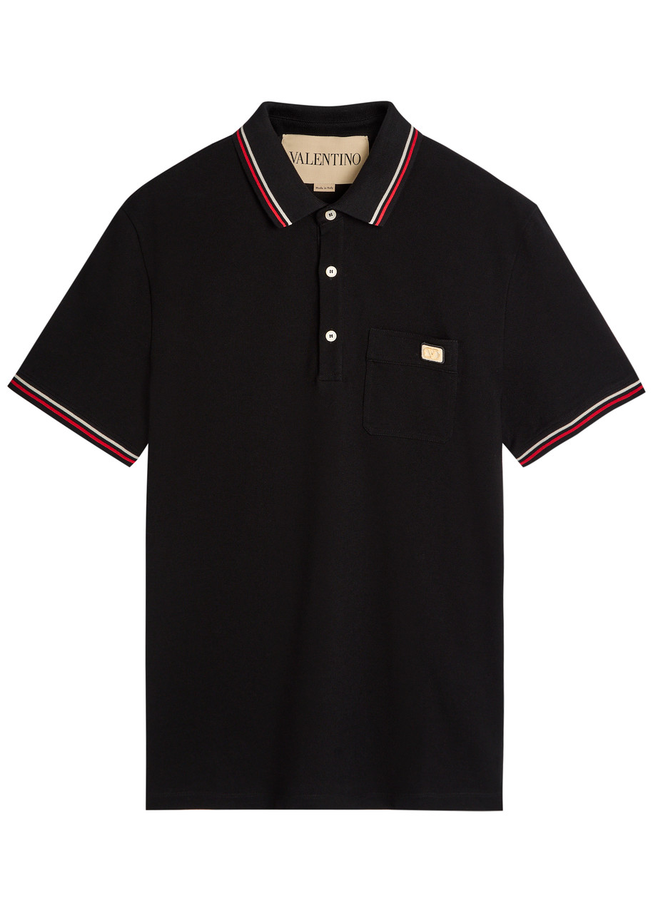 Valentino Garavani Striped Trims Cotton Polo Shirt – Black – S