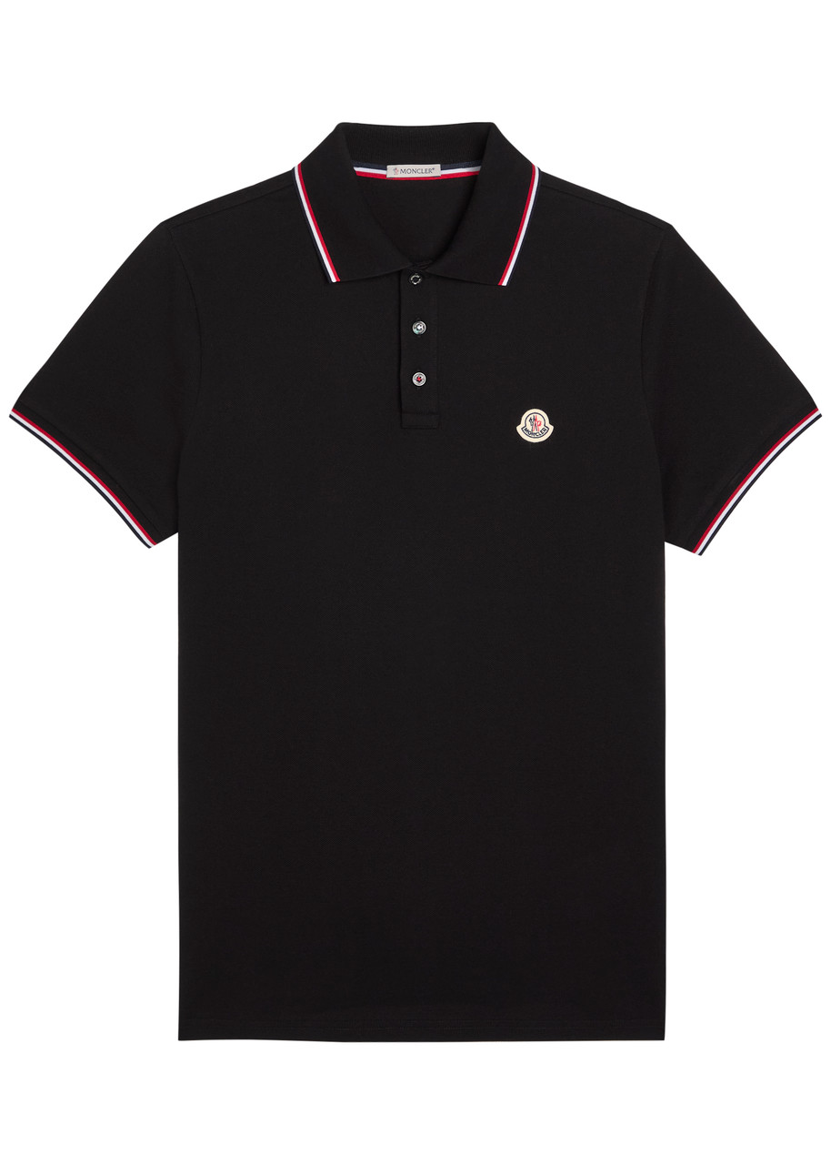 Moncler Logo-appliquéd Piqué Cotton Polo Shirt – Black – Xxl