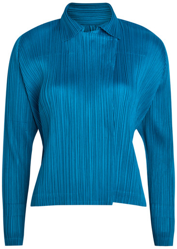 ISSEY MIYAKE PLEATS PLEASE Pleated double-breasted woven shirt