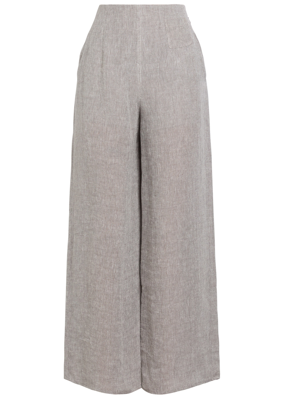 Emporio Armani Wide-leg Linen-blend Trousers - Light Grey - 40 (UK8 / S)