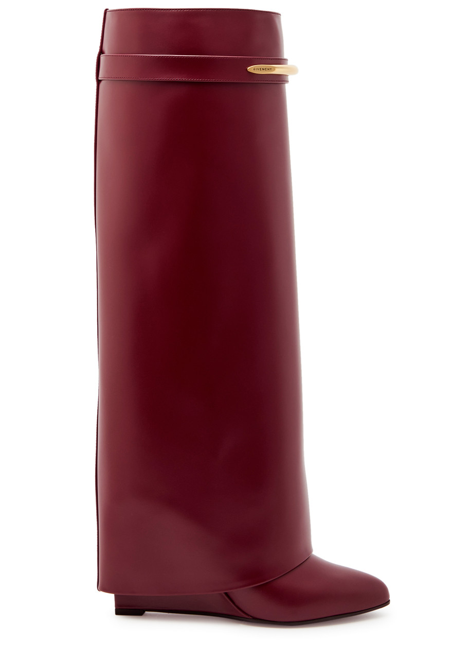 Givenchy Shark 95 Leather Knee-high Boots – Burgundy – 39 (IT39 / UK6)