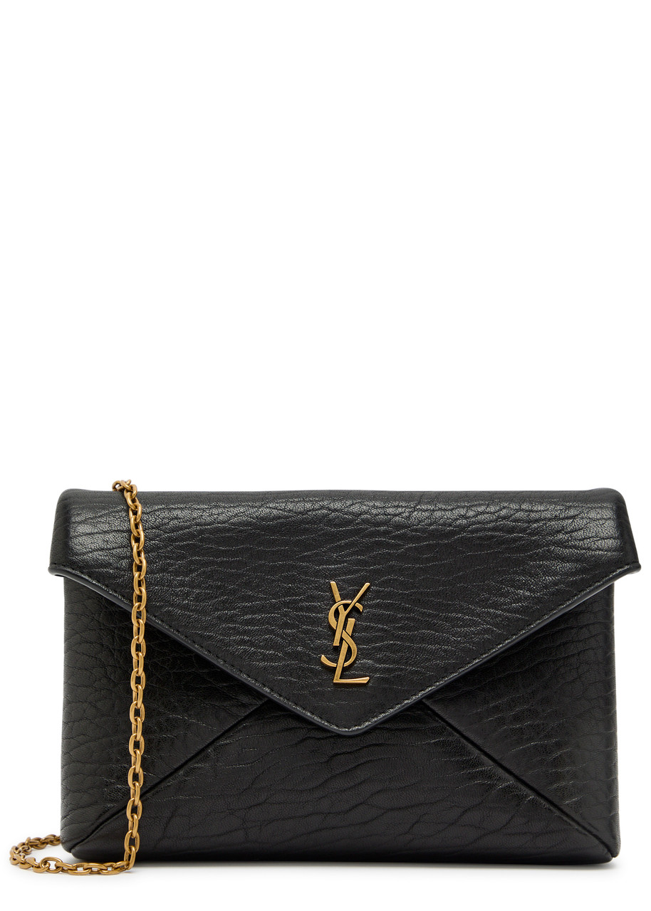 Saint Laurent Envelope Grained Leather Pouch – Black – One Size