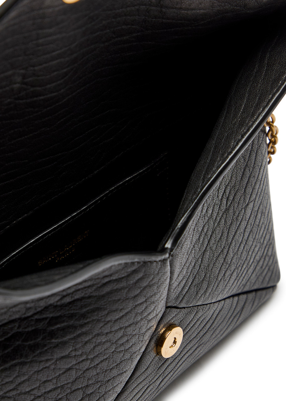 Saint Laurent Envelope Grained Leather Pouch – Black – One Size