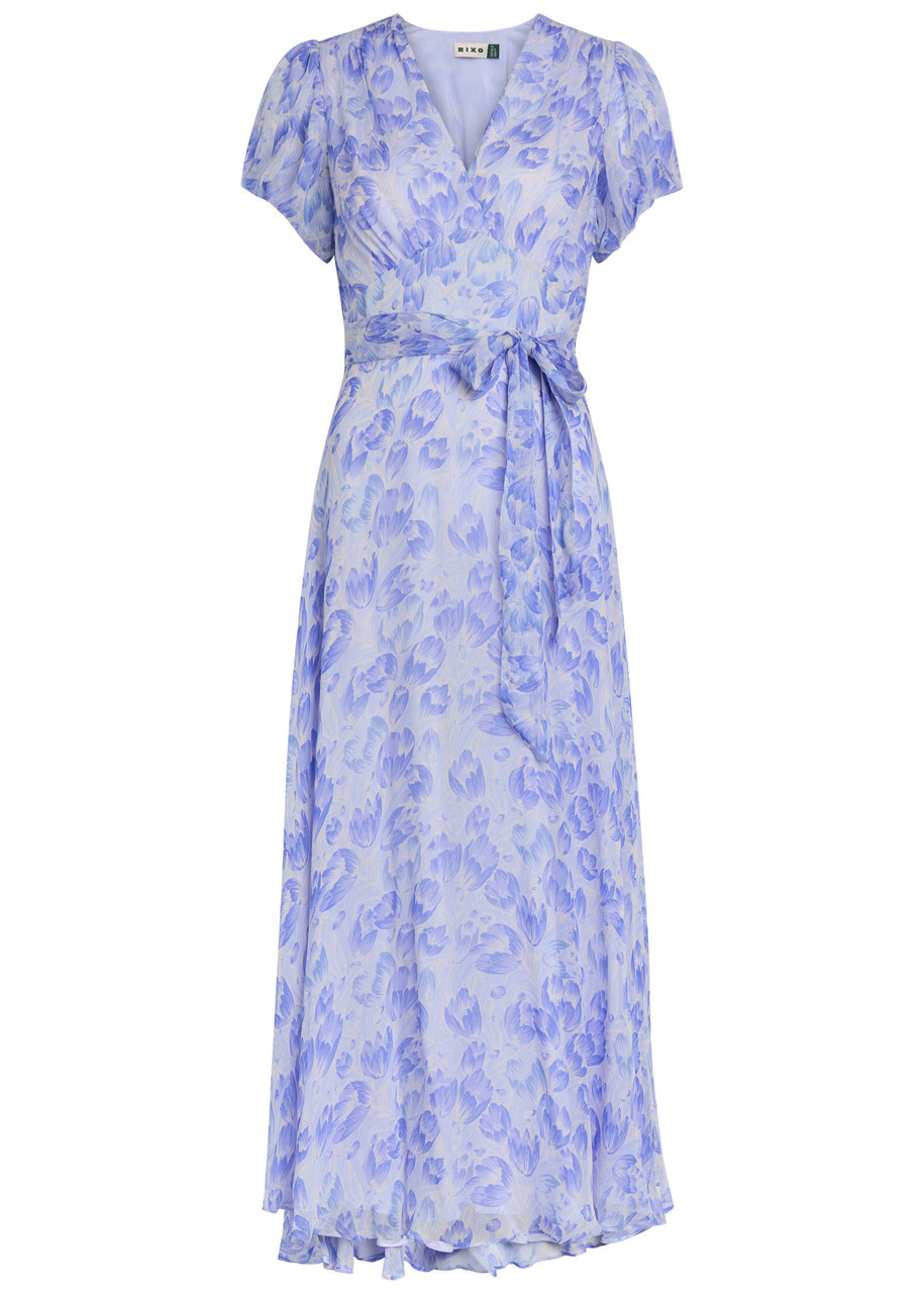 Rixo Corrine Floral-print Chiffon Maxi Dress - Light Blue - 12 (UK12 / M)